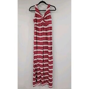 NEW Maternity Dress a:glow maroon fall stripes long maxi Small‎ hippie simple